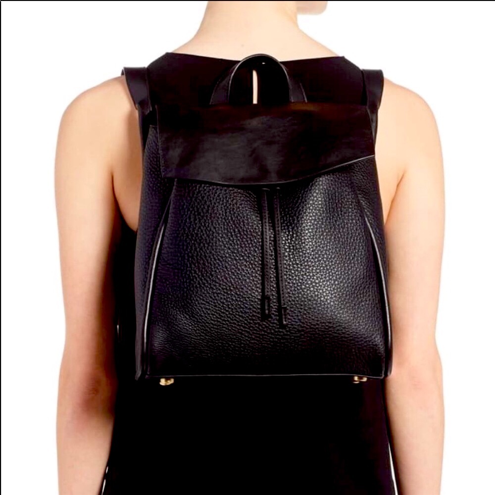 Skagen Black Pebbled Leather Backpack